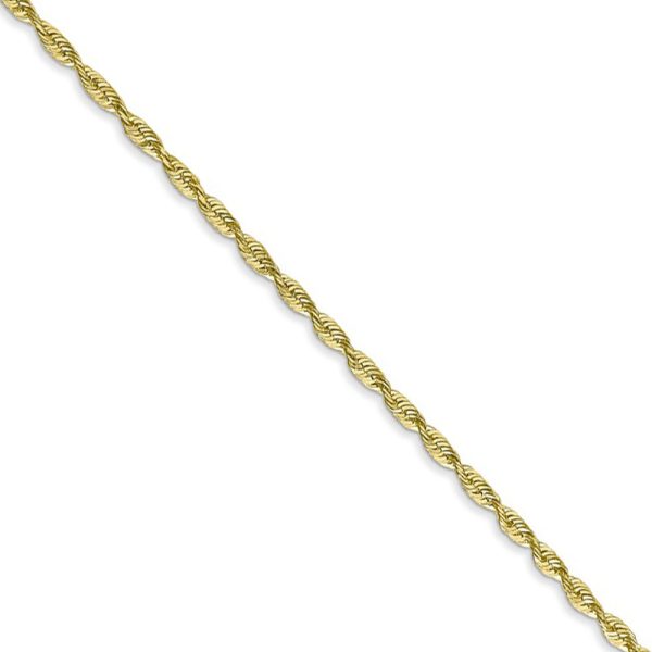 1.8mm 10k Yellow Gold Diamond Cut Hollow Rope Chain Necklace, 18 Inch