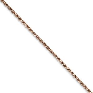 1.8mm, 14k Rose Gold, Diamond Cut Solid Rope Chain Necklace, 18 Inch