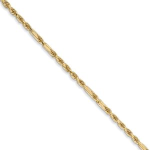 1.8mm, 14k Yellow Gold, Diamond Cut, Milano Rope Chain Necklace, 18 In