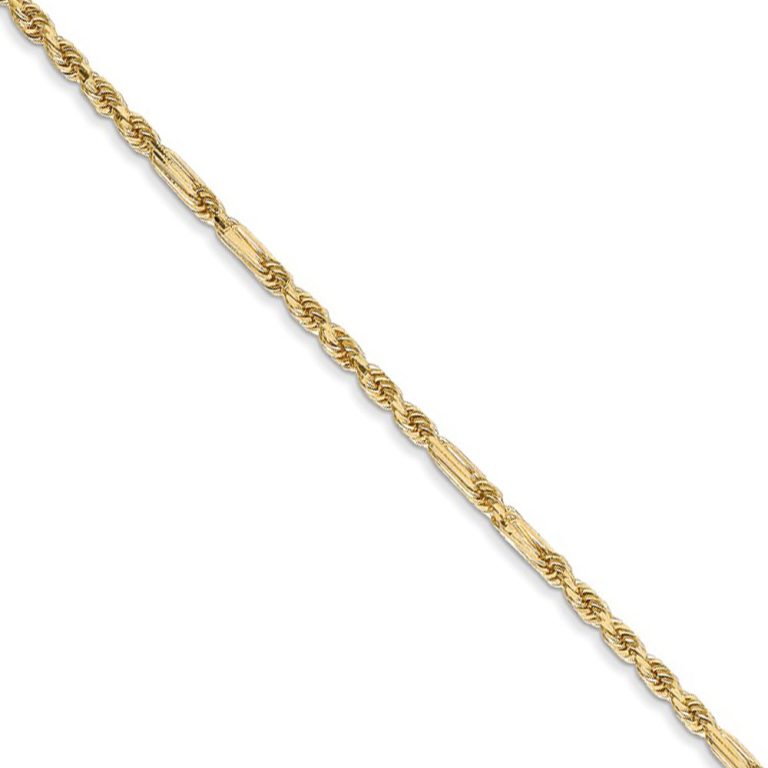 1.8mm, 14k Yellow Gold, Diamond Cut, Milano Rope Chain Necklace, 18 In