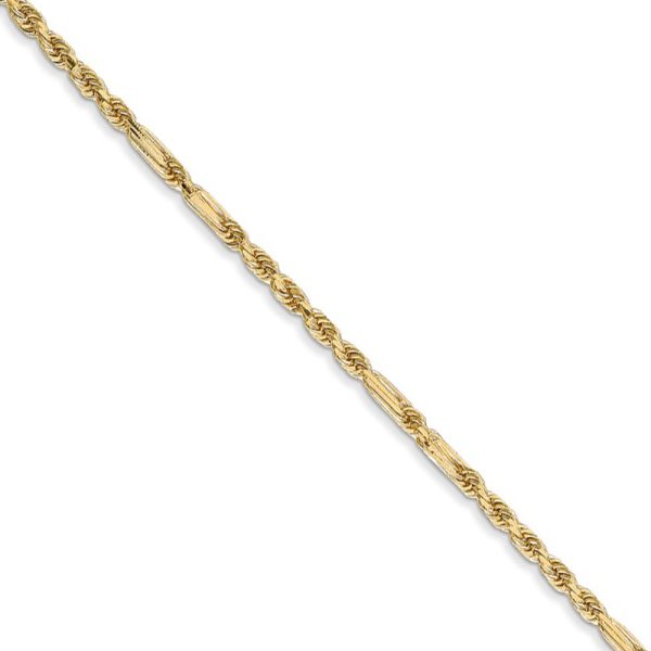 1.8mm, 14k Yellow Gold, Diamond Cut, Milano Rope Chain Necklace, 22 In