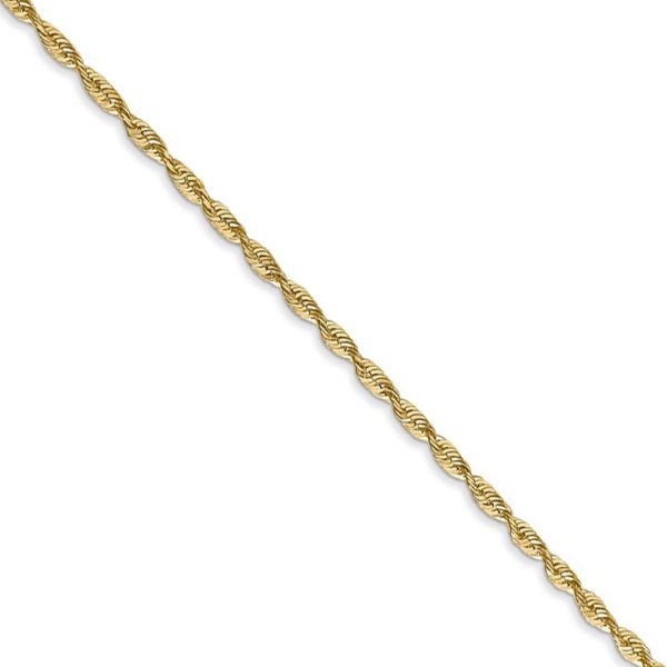 1.8mm, 14k Yellow Gold Light Diamond Cut Rope Chain Necklace, 16 Inch