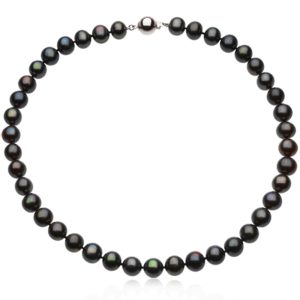 10-11mm Black FW Cultured Pearl & Sterling Silver 18-Inch Necklace