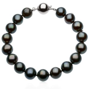 10-11mm FW Cultured Black Pearl & Sterling Silver 7.75 Inch Bracelet