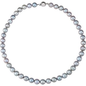 10-11mm, FW Cultured Gray Pearl & Sterling Silver Necklace, 18 Inch