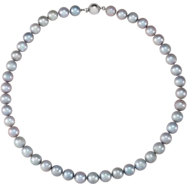 10-11mm, FW Cultured Gray Pearl & Sterling Silver Necklace, 18 Inch