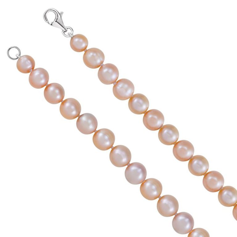 10-11mm, Pink FW Cultured Pearl & Sterling Silver Necklace, 18 Inch