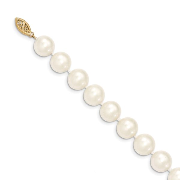 10-11mm, White FW Cultured Pearl & 14k Yellow Gold Necklace, 18 Inch