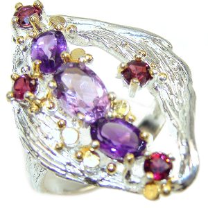 10.5 carat authentic Amethyst .925 Sterling Silver Ring size 7 3/4