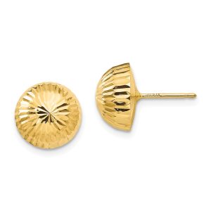 10mm Diamond-cut Half-Ball Post Earrings in 14k Yellow Gold