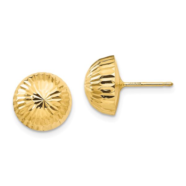 10mm Diamond-cut Half-Ball Post Earrings in 14k Yellow Gold