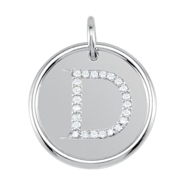 1/10 Ctw G-H, I1 Diamond Initial 17mm 14k White Gold Pendant Letter D