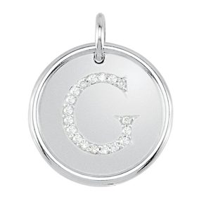 1/10 Ctw G-H, I1 Diamond Initial 17mm 14k White Gold Pendant Letter G