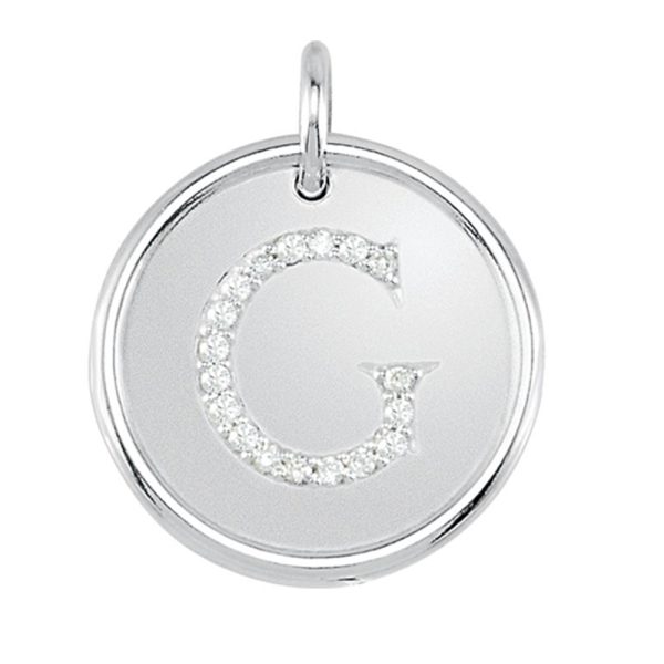 1/10 Ctw G-H, I1 Diamond Initial 17mm 14k White Gold Pendant Letter G