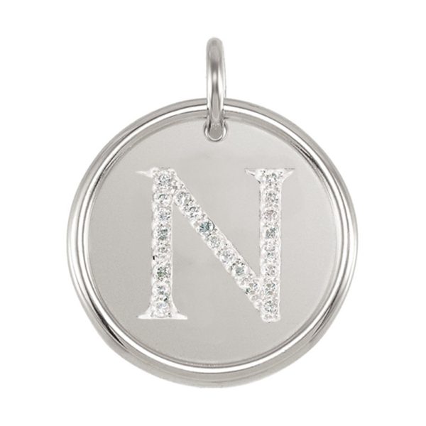 1/10 Ctw G-H, I1 Diamond Initial 17mm 14k White Gold Pendant Letter N