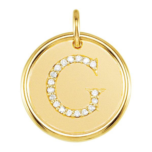 1/10 Ctw G-H, I1 Diamond Initial 17mm 14k Yellow Gold Pendant Letter G