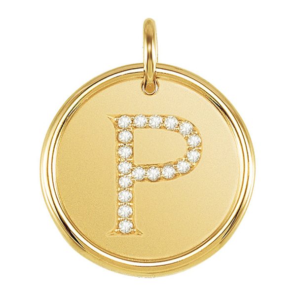 1/10 Ctw G-H, I1 Diamond Initial 17mm 14k Yellow Gold Pendant Letter P