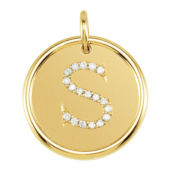 1/10 Ctw G-H, I1 Diamond Initial 17mm 14k Yellow Gold Pendant Letter S