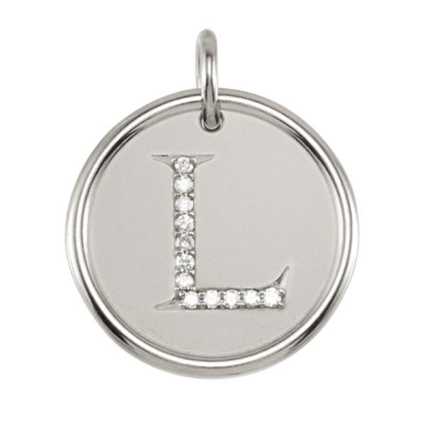 1/15 Ctw G-H, I1 Diamond Initial 17mm 14k White Gold Pendant Letter L