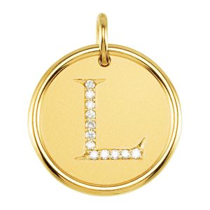 1/15 Ctw G-H, I1 Diamond Initial 17mm 14k Yellow Gold Pendant Letter L