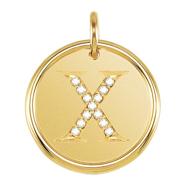 1/15 Ctw G-H, I1 Diamond Initial 17mm 14k Yellow Gold Pendant Letter X