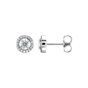 1/2 Cttw Diamond 7mm Halo Style Post Earrings in 14k White Gold