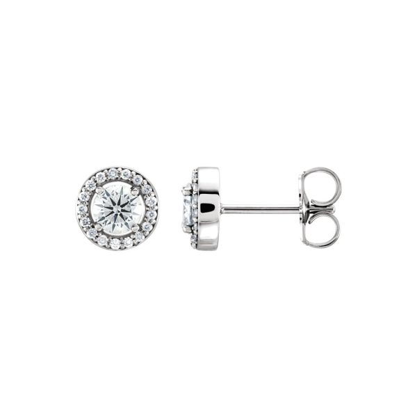 1/2 Cttw Diamond 7mm Halo Style Post Earrings in 14k White Gold