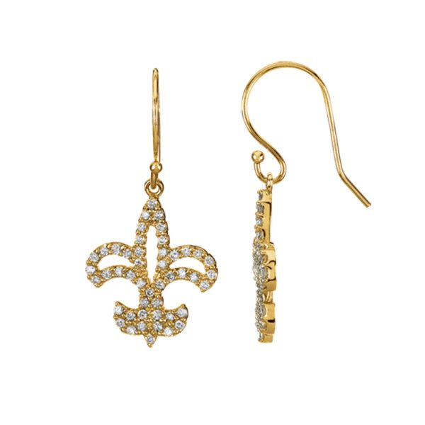 1/2 cttw Diamond Fleur-De-Lis Earrings in 14k Yellow Gold