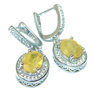 12.5 carat Yellow Sapphire .925 Sterling Silver handcrafted earrings