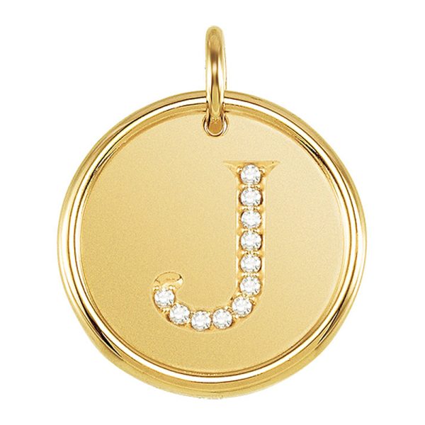 1/20 Ctw G-H, I1 Diamond Initial 17mm 14k Yellow Gold Pendant Letter J