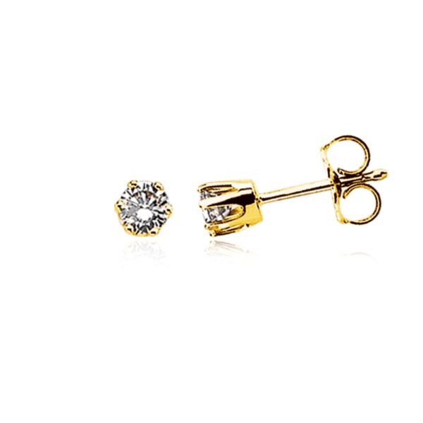 1/3 Carat Diamond Stud Earrings - 14k Yellow Gold