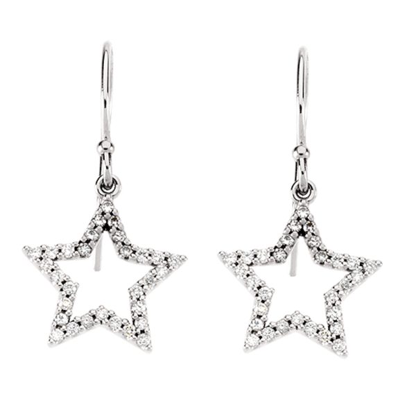 1/3 cttw Diamond Star Earrings in 14k White Gold