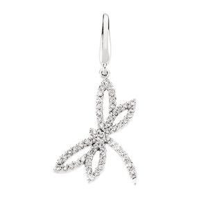 1/3 cttw G-H, I1 Diamond Dragonfly Charm in 14k White Gold