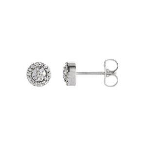 1/4 Cttw Diamond 6mm Halo Style Post Earrings in 14k White Gold