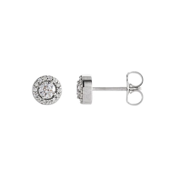 1/4 Cttw Diamond 6mm Halo Style Post Earrings in 14k White Gold