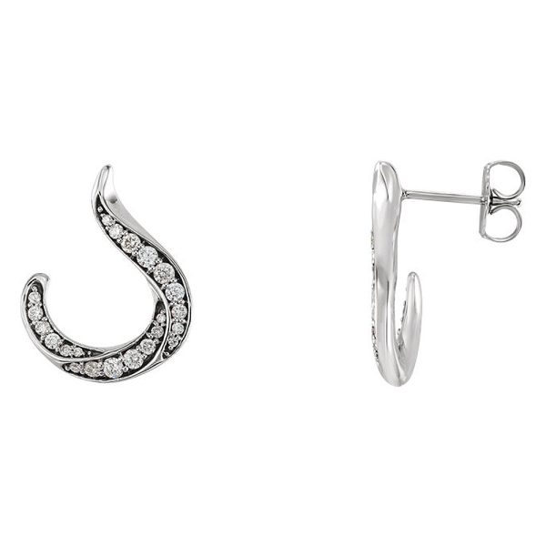 14 x 16mm 14k White Gold 3/8 CTW (G-H, I1) Diamond J-Hoop Earrings