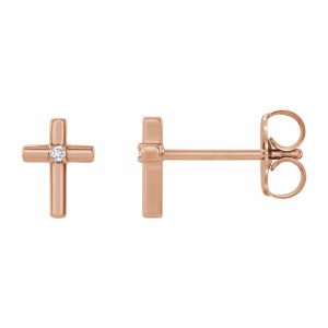 14K Rose Gold .01 CTW Diamond Cross Post Earrings, 5 x 7mm