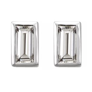 14K White Gold .08 CTW Diamond Baguette Post Earrings, 2 x 3.5mm