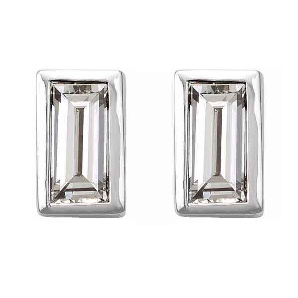 14K White Gold .08 CTW Diamond Baguette Post Earrings, 2 x 3.5mm