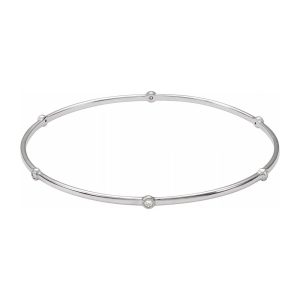 14K White Gold 1/4 CTW Diamond Bezel Set Bangle Bracelet, 8 Inch