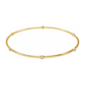 14K Yellow Gold 1/4 CTW Diamond Bezel Set Bangle Bracelet, 8 Inch