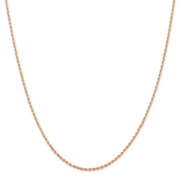 14k Rose Gold 1.5mm Handmade D/C Solid Rope Chain Necklace, 14 Inch