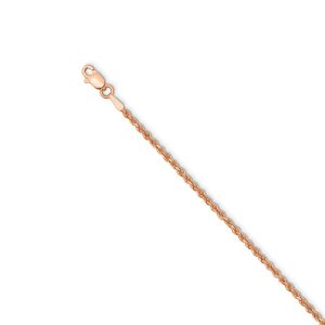 14k Rose Gold 1.75mm Handmade D/C Solid Rope Chain Necklace, 18 Inch