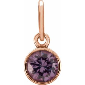 14k Rose Gold 4mm Imitation Alexandrite Charm or Pendant Enhancer