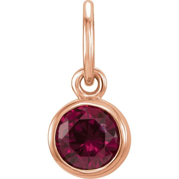 14k Rose Gold 4mm Imitation Garnet Charm or Pendant Enhancer