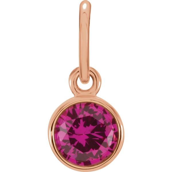 14k Rose Gold 4mm Imitation Ruby Charm or Pendant Enhancer