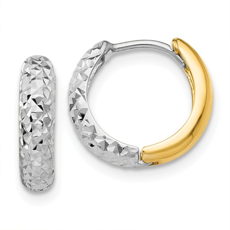 14k Two-Tone Gold Reversible Huggie Round Hoop Earrings, 13mm (1/2 In)