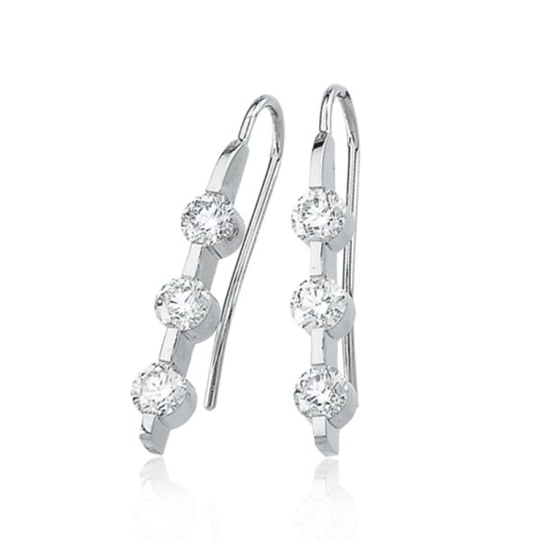 14k White Gold 1 1/2 Cttw Three Diamond Earrings