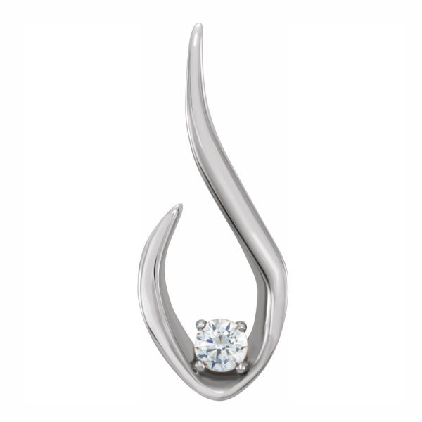 14k White Gold 1/10 Ctw Diamond Freeform Slide Pendant, 8 x 21mm