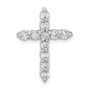 14k White Gold 1/2 Ctw Diamond Cross Slide Pendant, 15 x 21mm